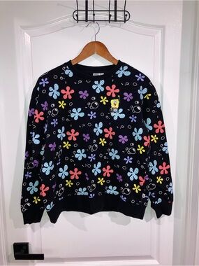 Vans Black SpongeBob Floral Crewneck Sweatshirt - size M